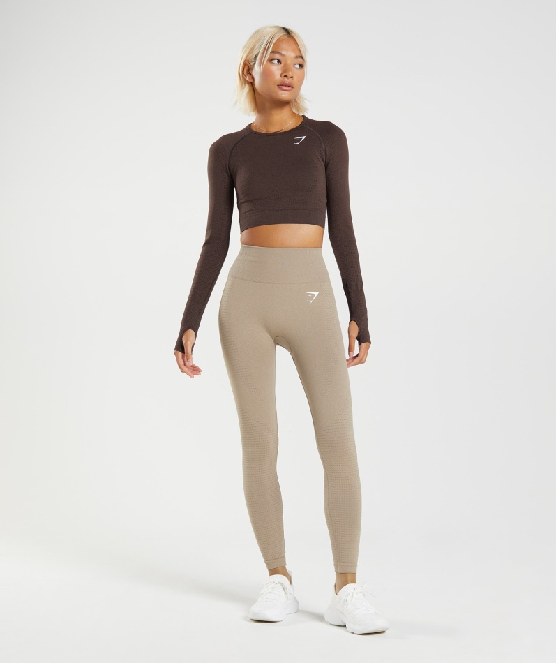 Gymshark Vital Sømløs 2.0 Leggings Vaniljebrun Mergel