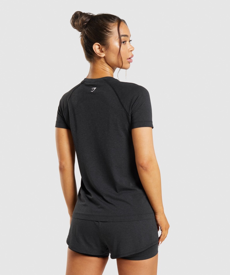 Gymshark Vital Sømløs 2.0 Lett T-skjorte Svart Mergel
