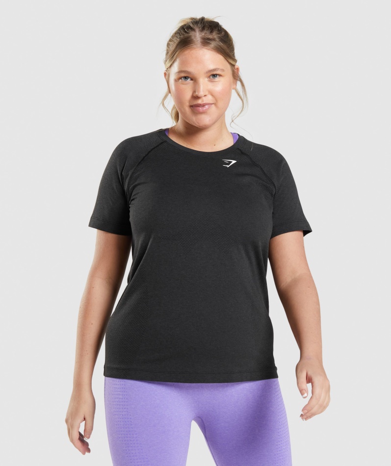 Gymshark Vital Sømløs 2.0 Lett T-skjorte Svart Mergel