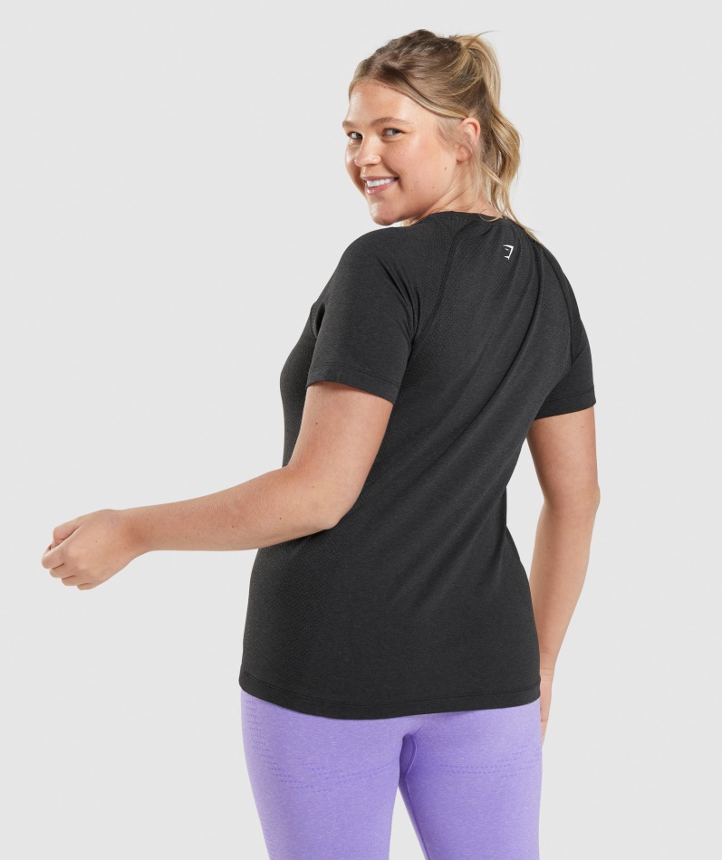 Gymshark Vital Sømløs 2.0 Lett T-skjorte Svart Mergel