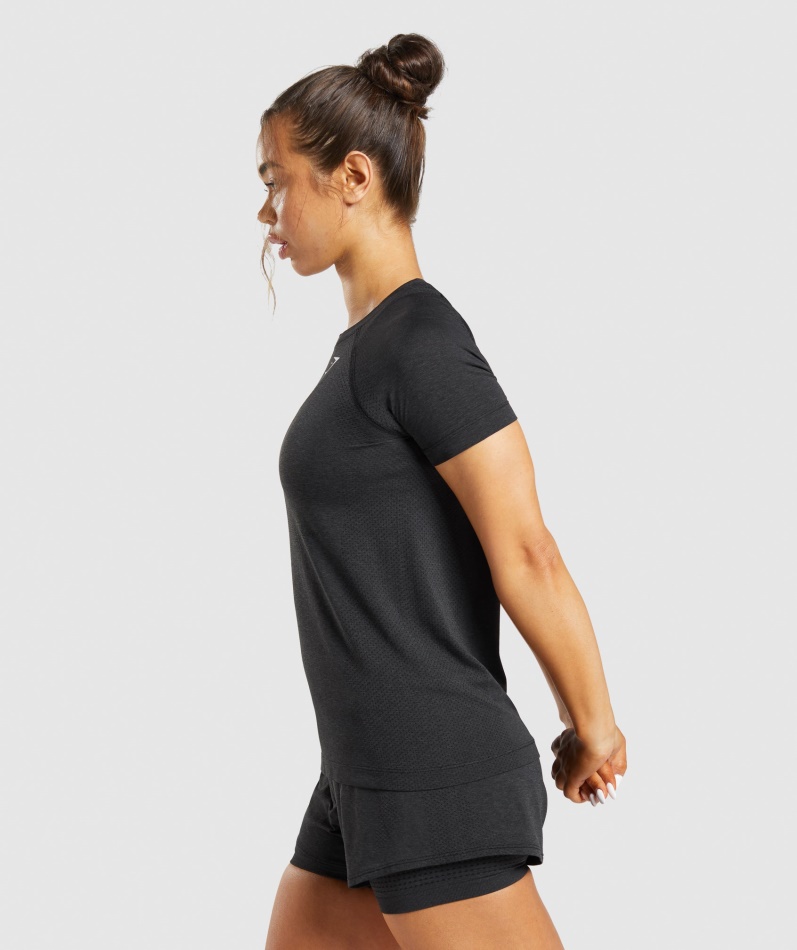 Gymshark Vital Sømløs 2.0 Lett T-skjorte Svart Mergel