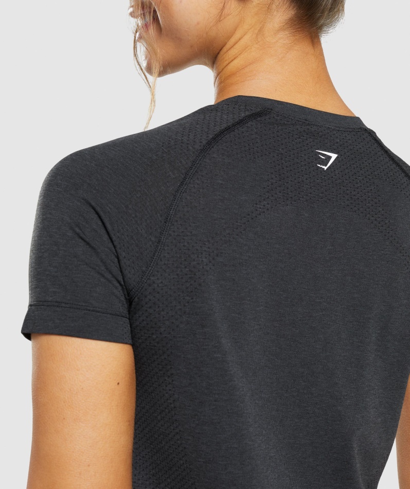 Gymshark Vital Sømløs 2.0 Lett T-skjorte Svart Mergel