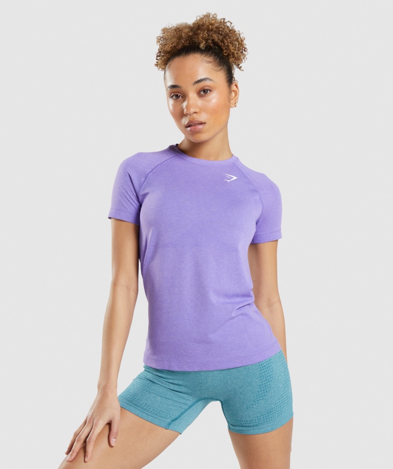 Gymshark Vital Sømløs 2.0 Lys T-skjorte Lys Lilla Mergel