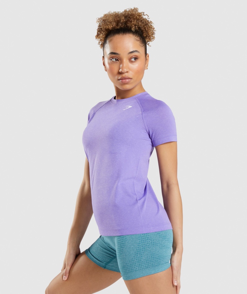 Gymshark Vital Sømløs 2.0 Lys T-skjorte Lys Lilla Mergel