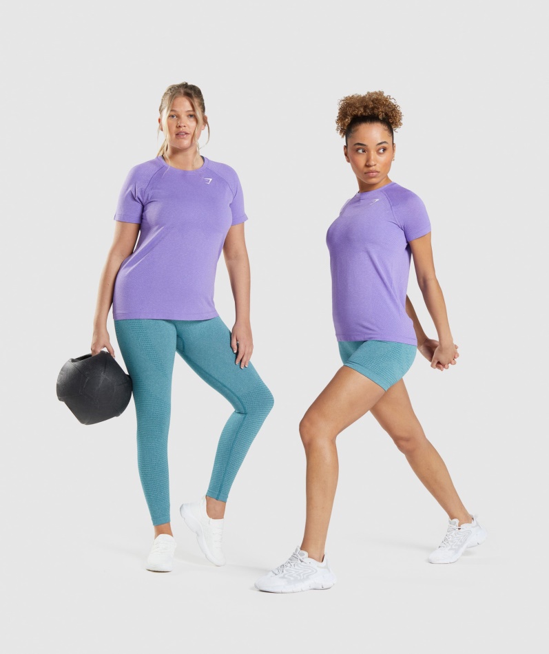 Gymshark Vital Sømløs 2.0 Lys T-skjorte Lys Lilla Mergel