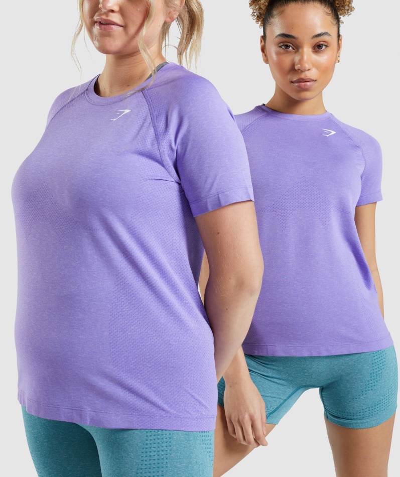 Gymshark Vital Sømløs 2.0 Lys T-skjorte Lys Lilla Mergel