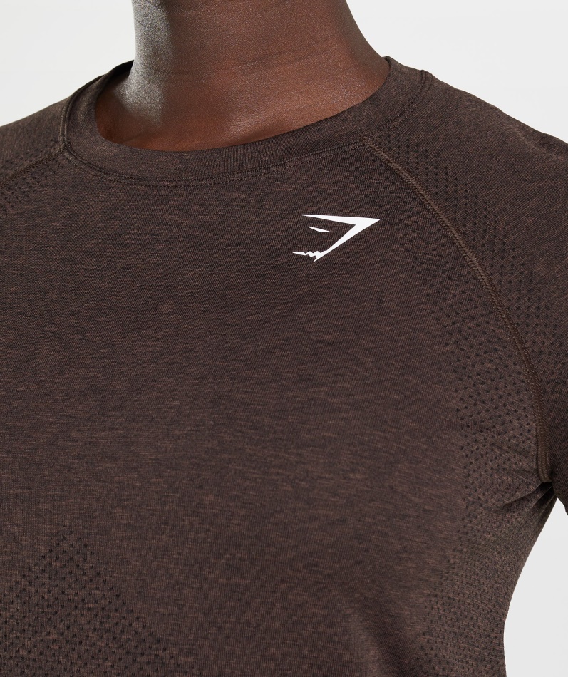 Gymshark Vital Sømløs 2.0 Lys T-skjorte Kirsebærbrun Mergel