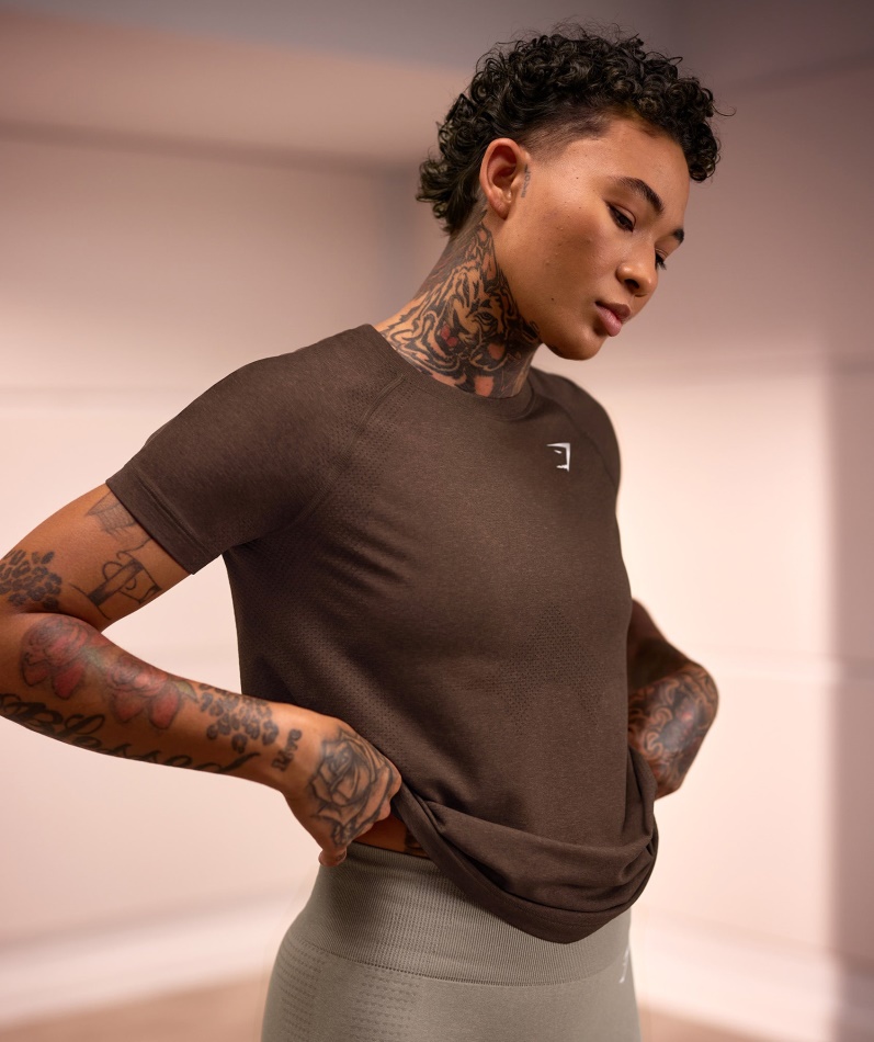 Gymshark Vital Sømløs 2.0 Lett T-skjorte Espresso Marl