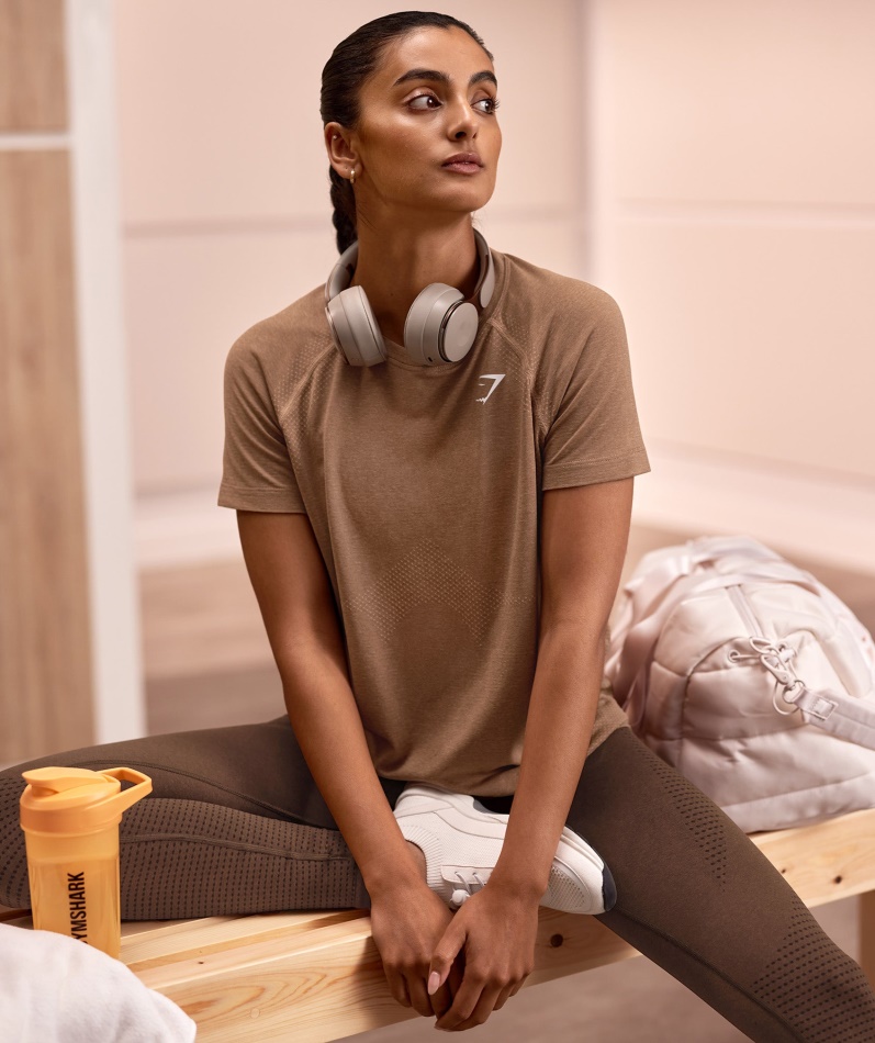 Gymshark Vital Sømløs 2.0 Lett T-skjorte Fawn Marl