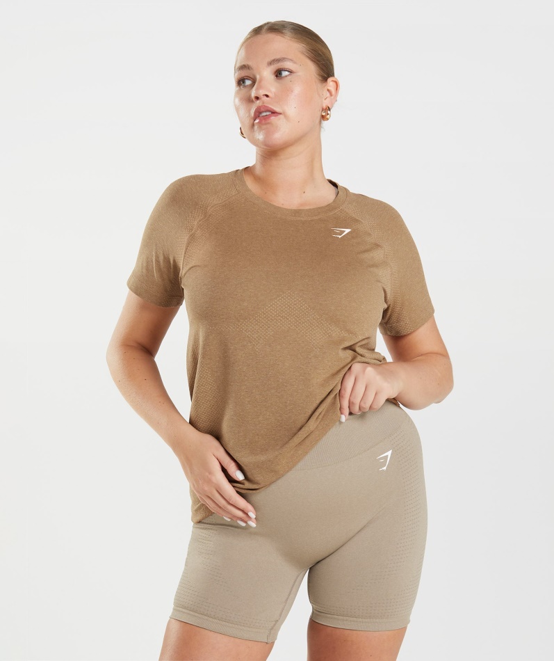 Gymshark Vital Sømløs 2.0 Lett T-skjorte Fawn Marl