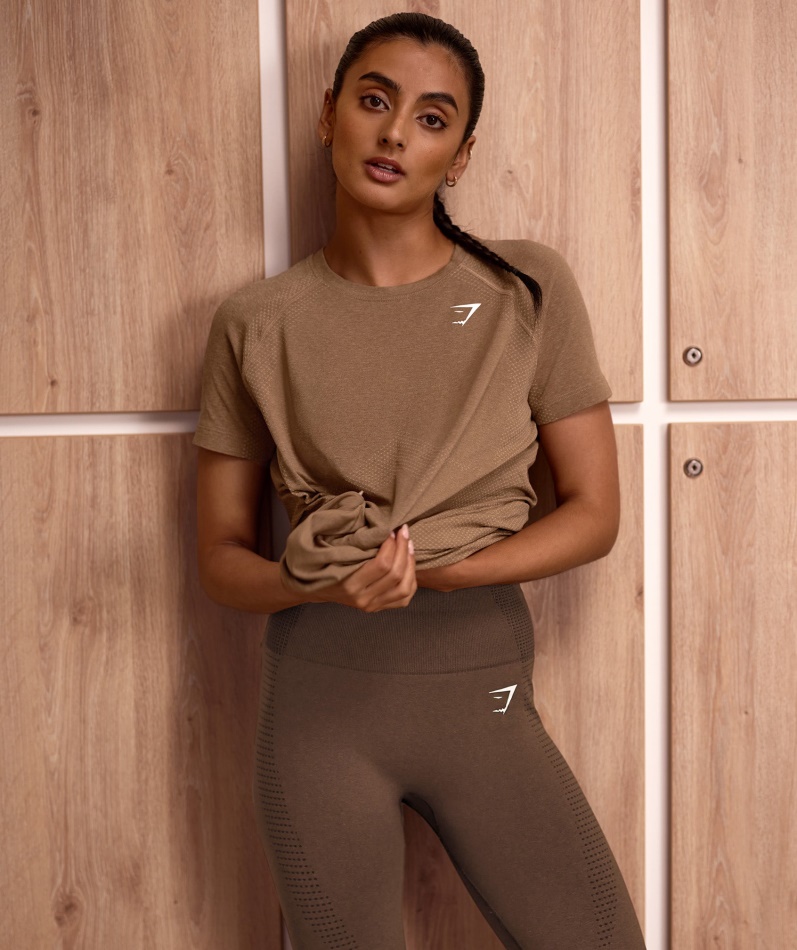 Gymshark Vital Sømløs 2.0 Lett T-skjorte Fawn Marl