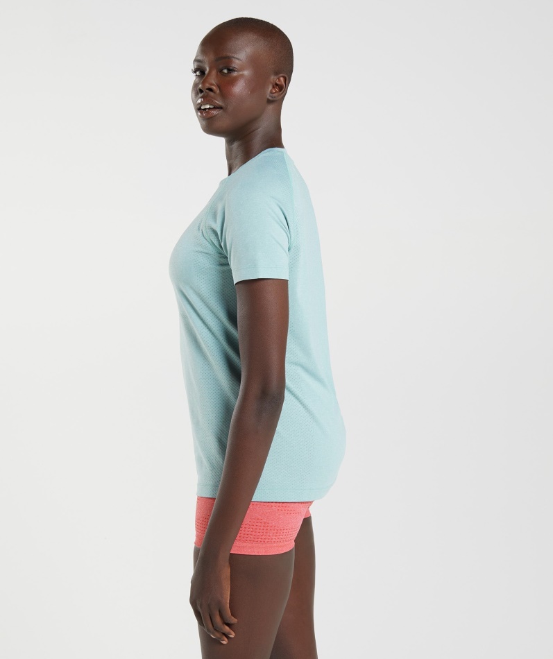 Gymshark Vital Sømløs 2.0 Lys T-skjorte Perleblå Marl