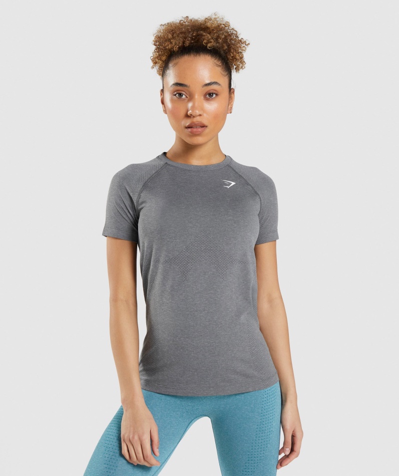 Gymshark Vital Seamless 2.0 Lett T-skjorte Smokey Grey Mergel