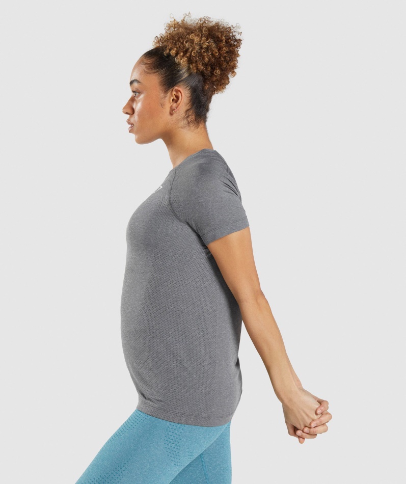 Gymshark Vital Seamless 2.0 Lett T-skjorte Smokey Grey Mergel
