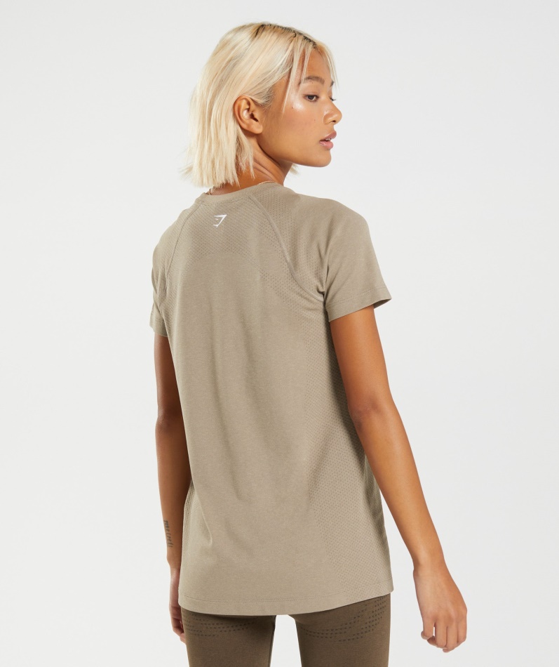Gymshark Vital Sømløs 2.0 Lys T-skjorte Vaniljebrun Mergel