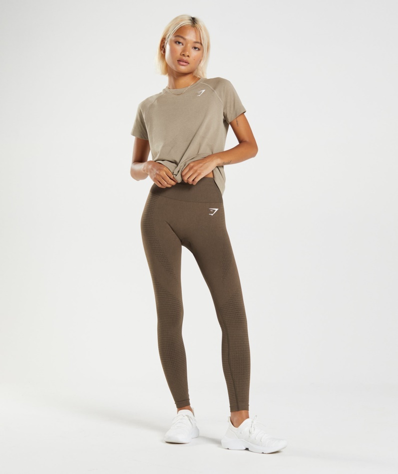 Gymshark Vital Sømløs 2.0 Lys T-skjorte Vaniljebrun Mergel