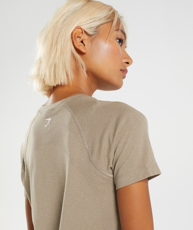 Gymshark Vital Sømløs 2.0 Lys T-skjorte Vaniljebrun Mergel