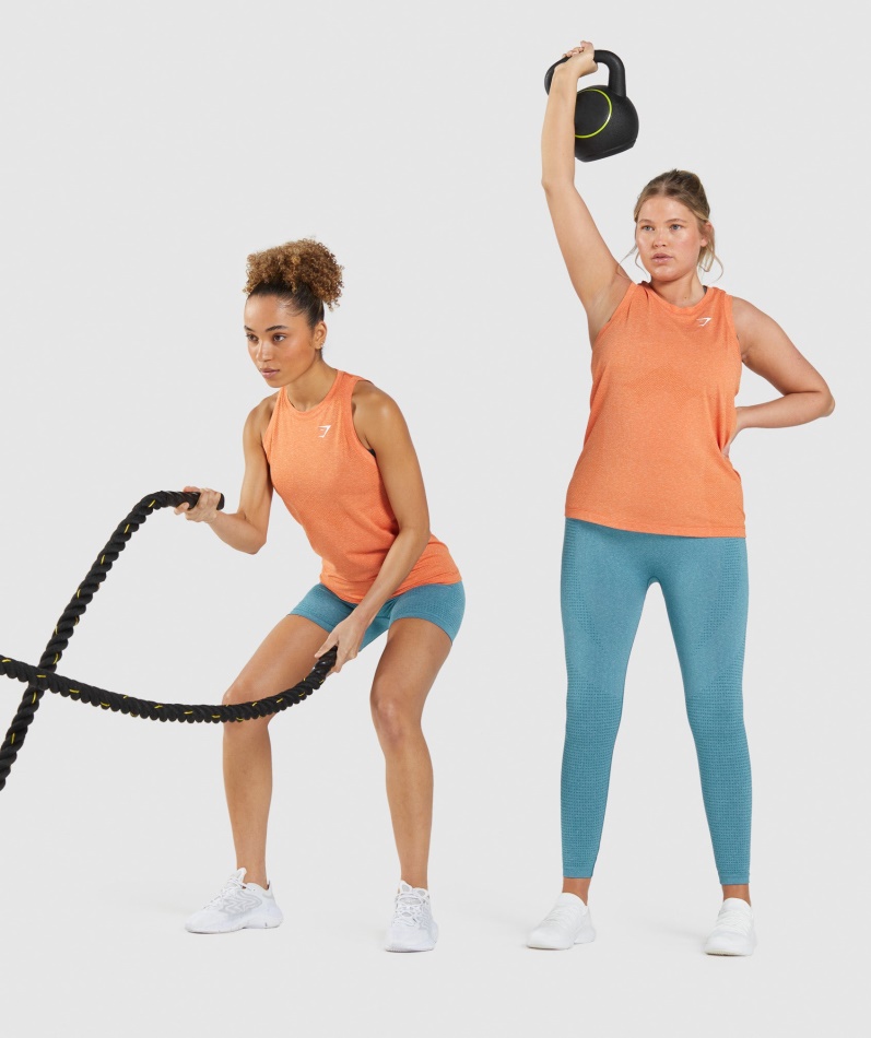 Gymshark Vital Sømløs 2.0 Lett Tank Aprikos Oransje Mergel