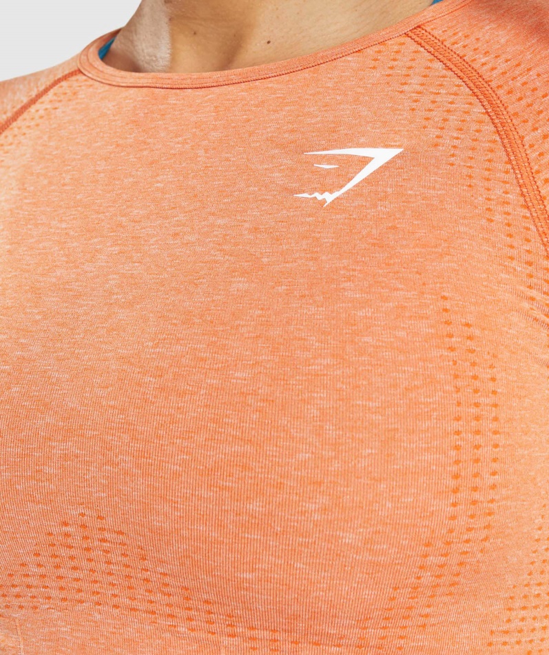 Gymshark Vital Sømløs 2.0 Langermet Crop Top Aprikos Oransje Mergel