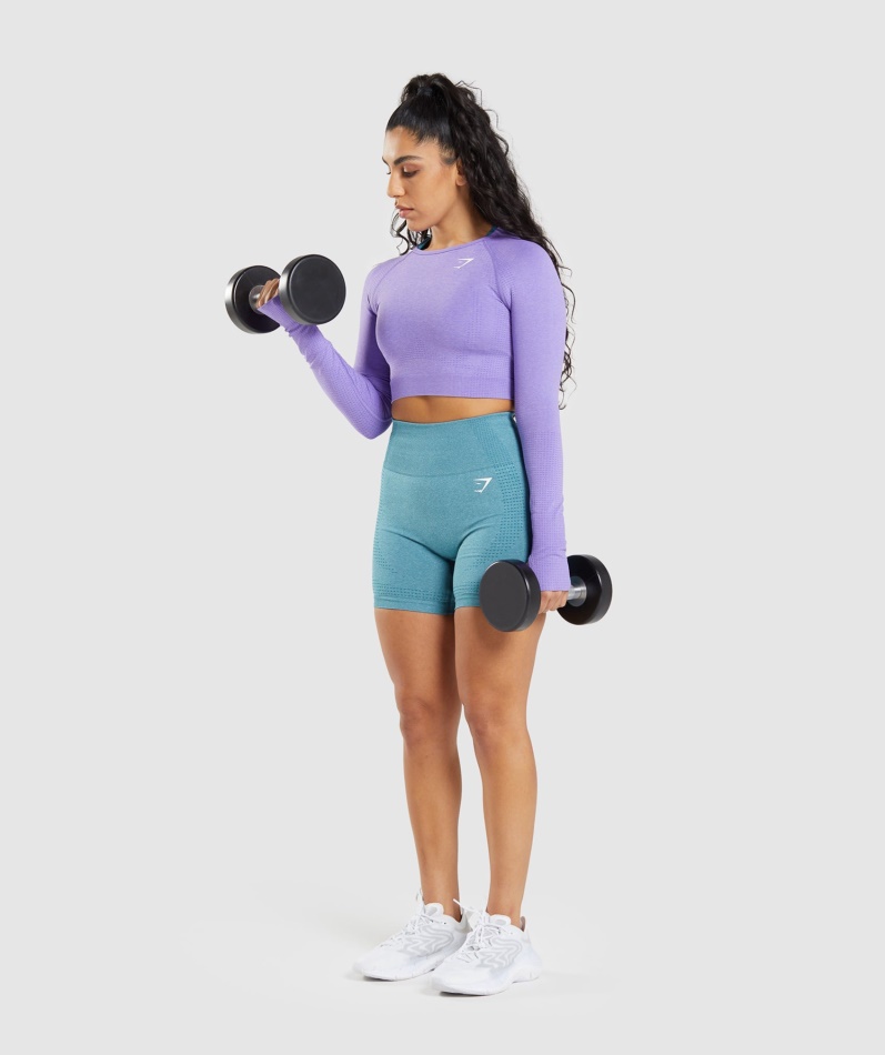 Gymshark Vital Sømløs 2.0 Langermet Crop Top Lys Lilla Mergel