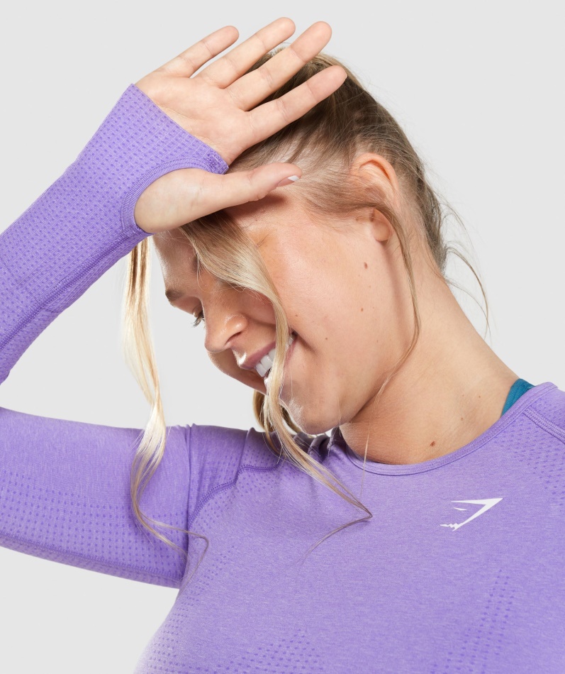 Gymshark Vital Sømløs 2.0 Langermet Topp Lys Lilla Mergel