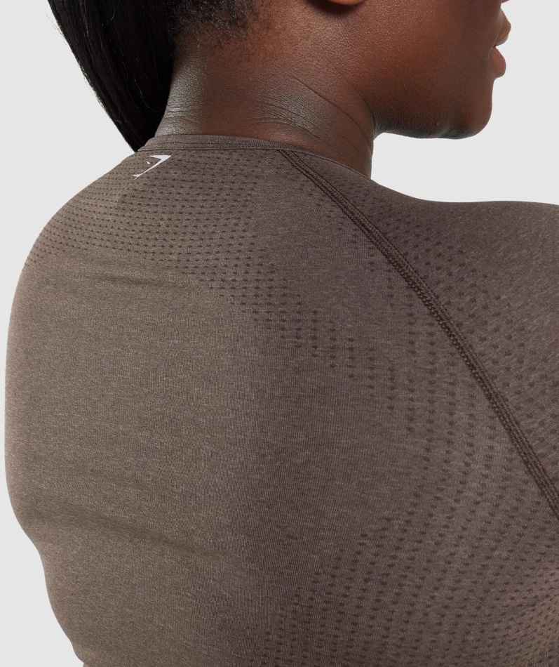 Gymshark Vital Sømløs 2.0 Langermet Topp Brun Mergel