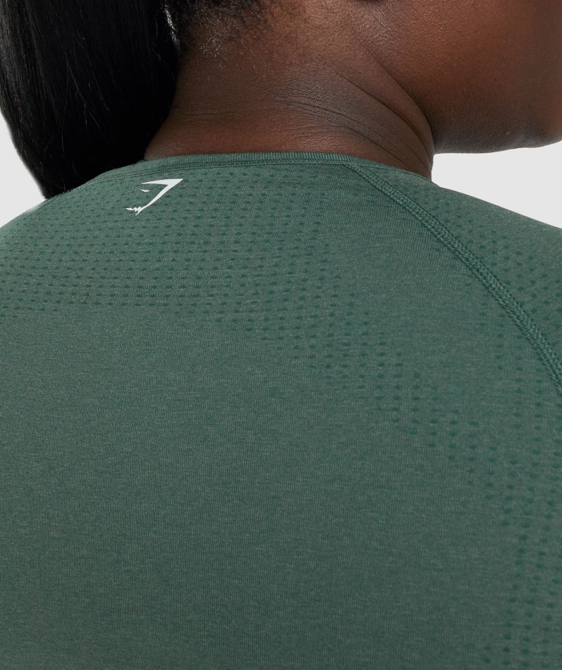 Gymshark Vital Sømløs 2.0 Langermet Topp Mørkegrønn Mergel