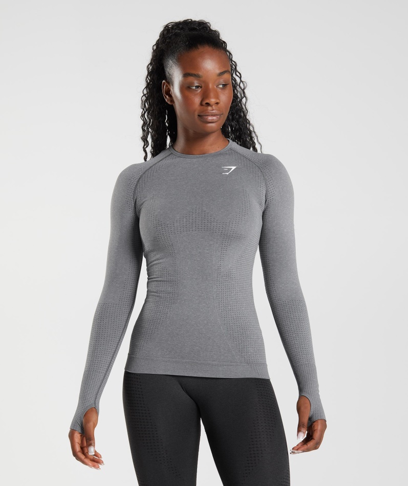 Gymshark Vital Sømløs 2.0 Langermet Topp Smokey Grey Marl