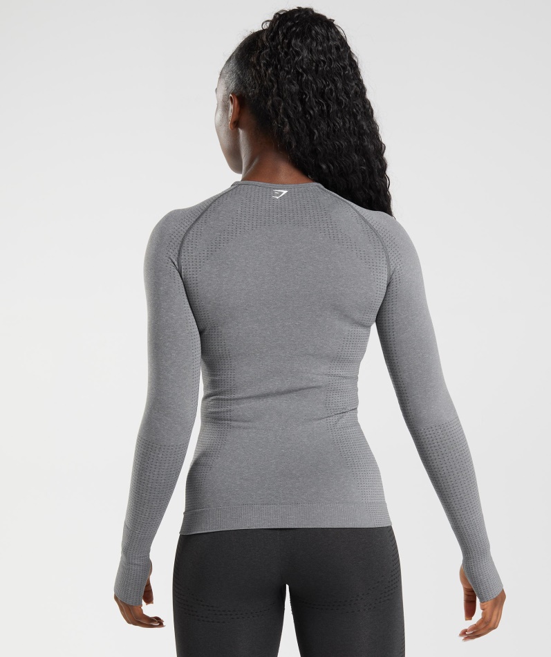 Gymshark Vital Sømløs 2.0 Langermet Topp Smokey Grey Marl