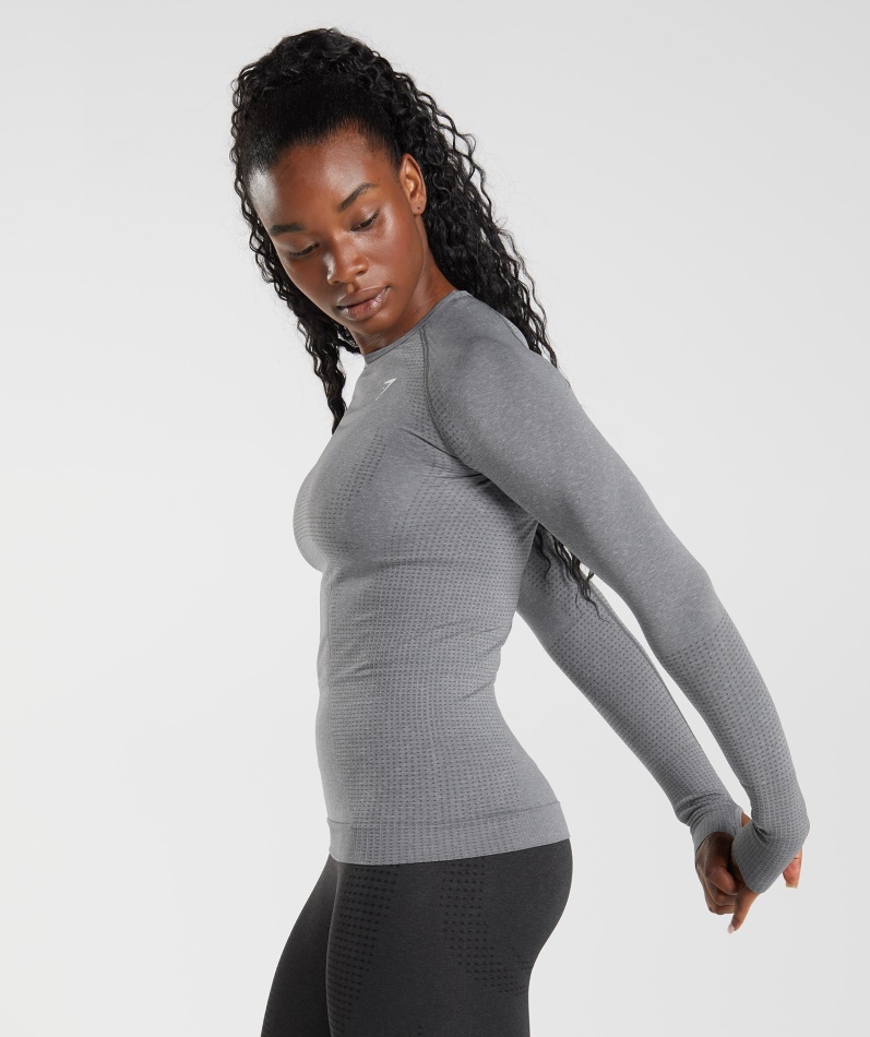 Gymshark Vital Sømløs 2.0 Langermet Topp Smokey Grey Marl