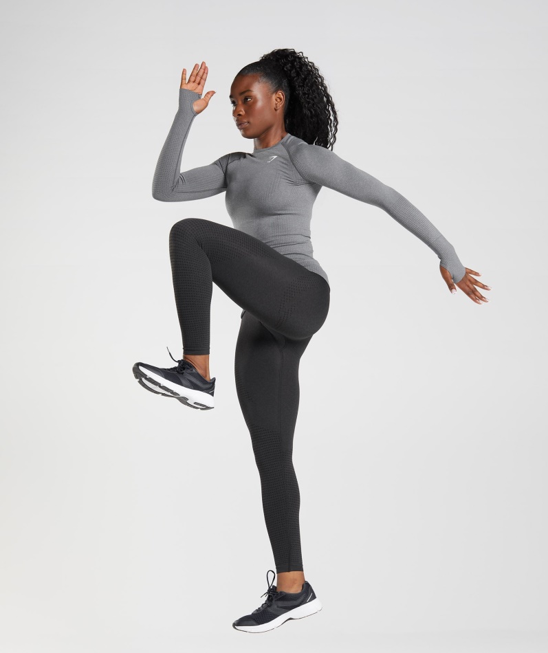 Gymshark Vital Sømløs 2.0 Langermet Topp Smokey Grey Marl