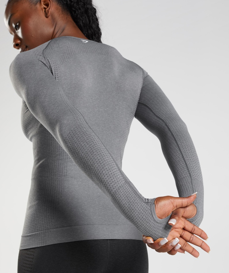 Gymshark Vital Sømløs 2.0 Langermet Topp Smokey Grey Marl