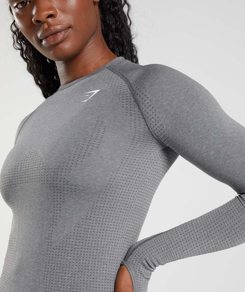 Gymshark Vital Sømløs 2.0 Langermet Topp Smokey Grey Marl