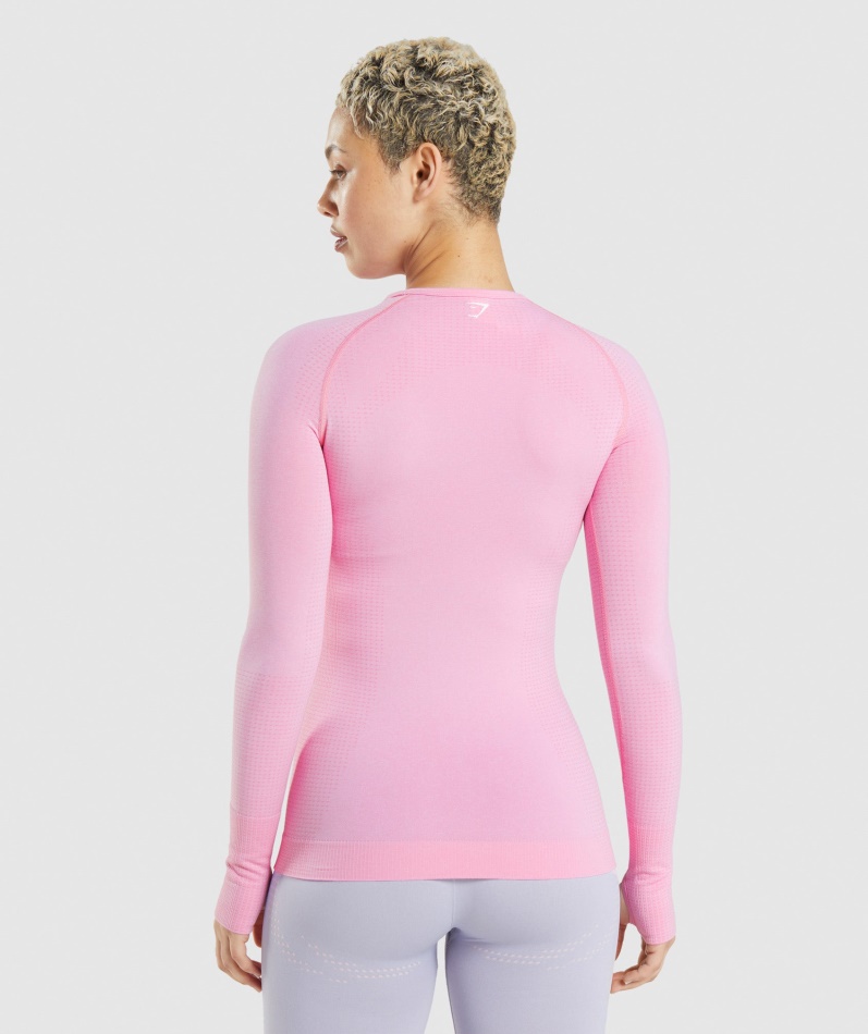 Gymshark Vital Sømløs 2.0 Langermet Topp Sorbet Rosa Mergel