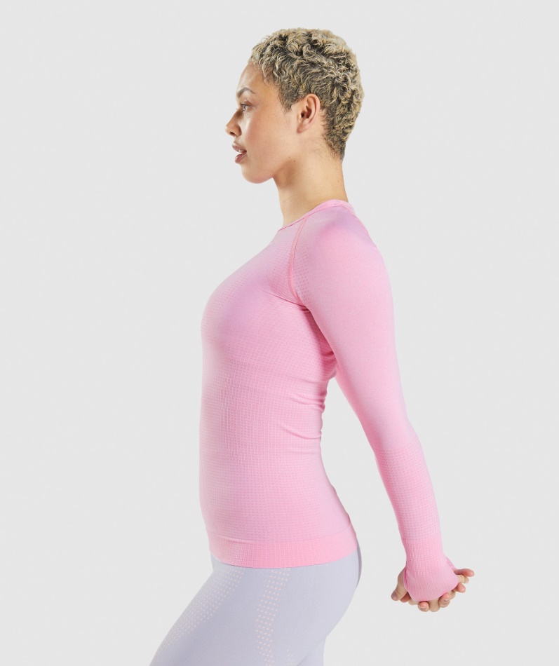 Gymshark Vital Sømløs 2.0 Langermet Topp Sorbet Rosa Mergel