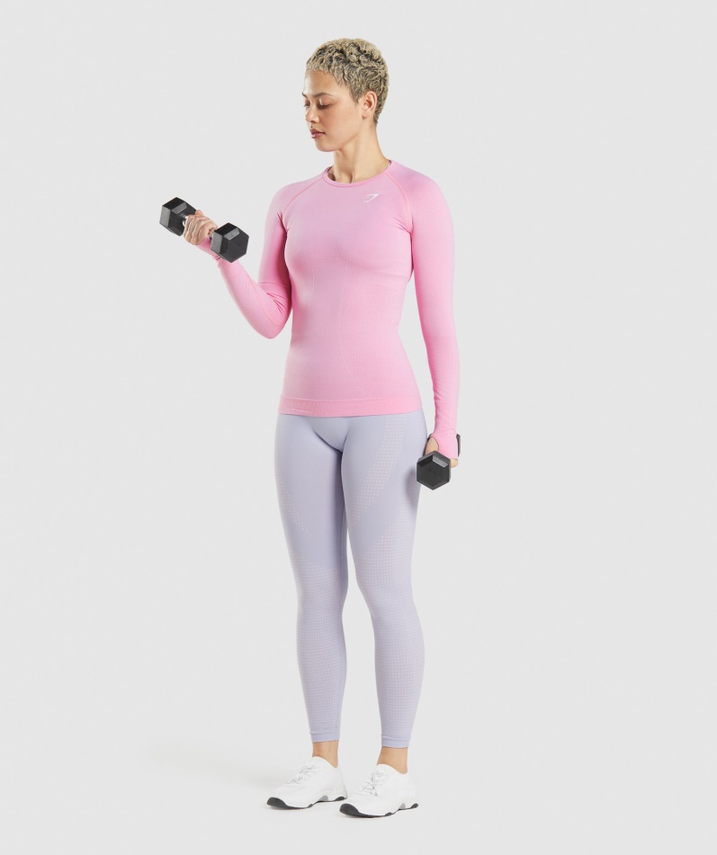 Gymshark Vital Sømløs 2.0 Langermet Topp Sorbet Rosa Mergel
