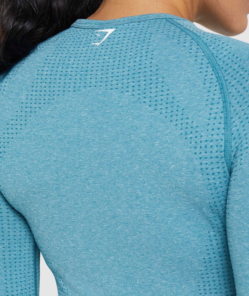 Gymshark Vital Sømløs 2.0 Langermet Topp Tahoe Teal Marl