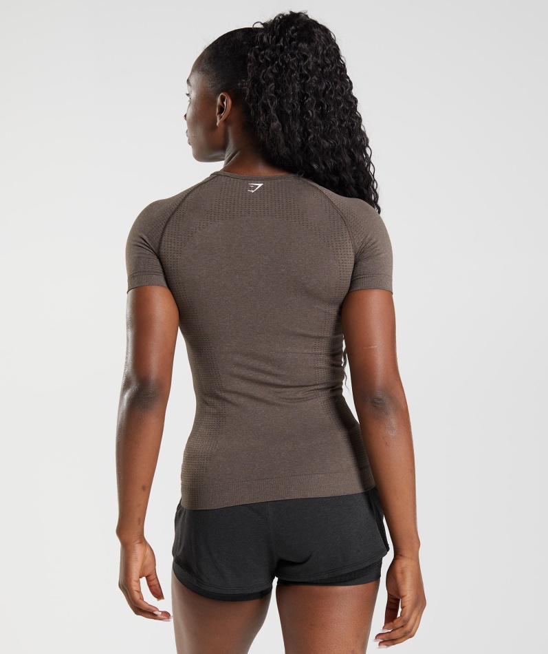 Gymshark Vital Sømløs 2.0 T-skjorte Brun Mergel