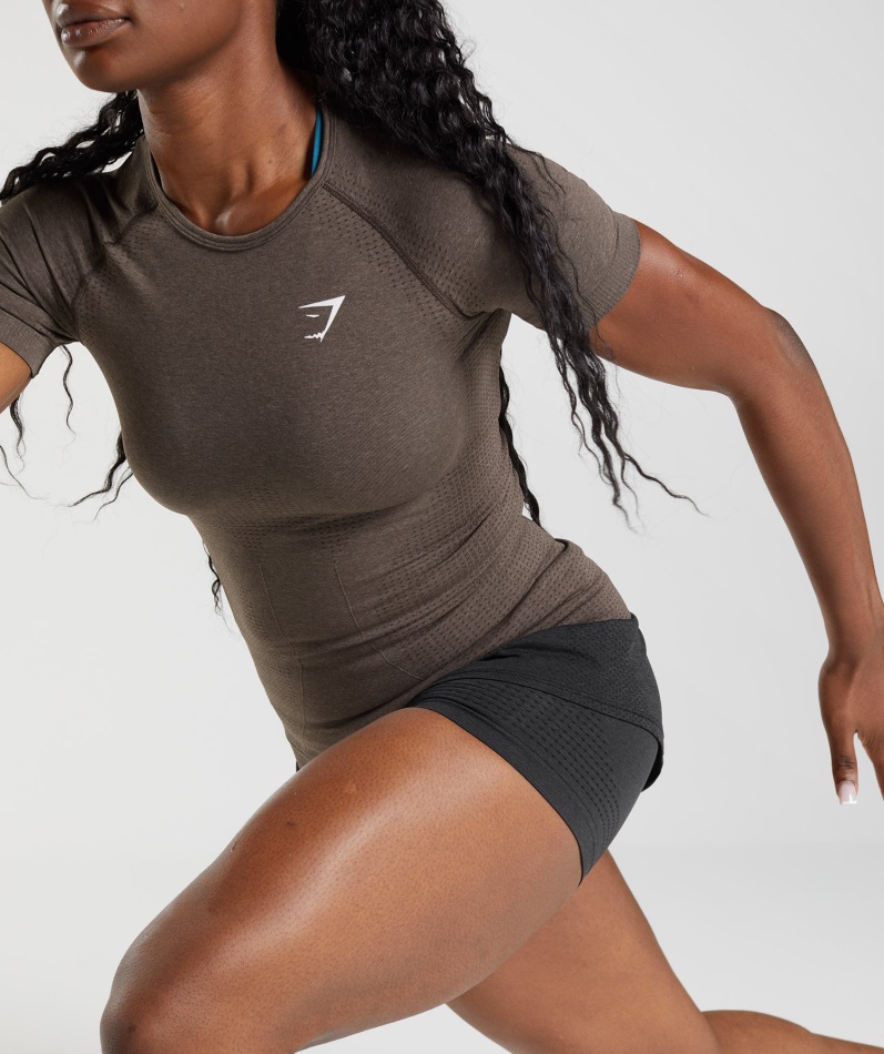 Gymshark Vital Sømløs 2.0 T-skjorte Brun Mergel