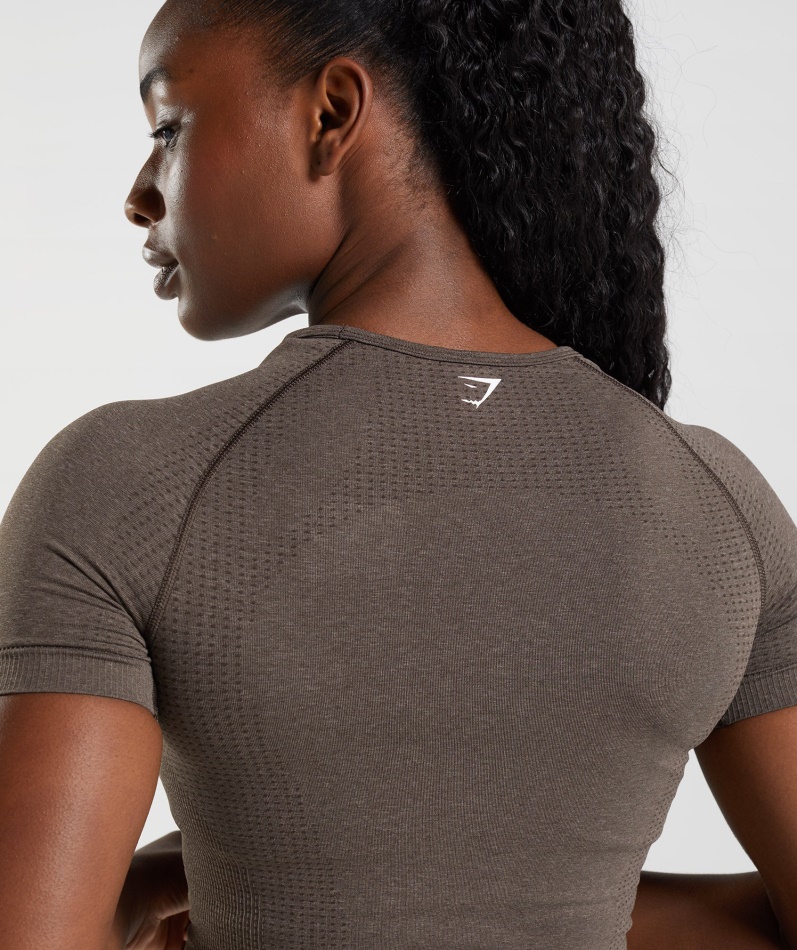 Gymshark Vital Sømløs 2.0 T-skjorte Brun Mergel