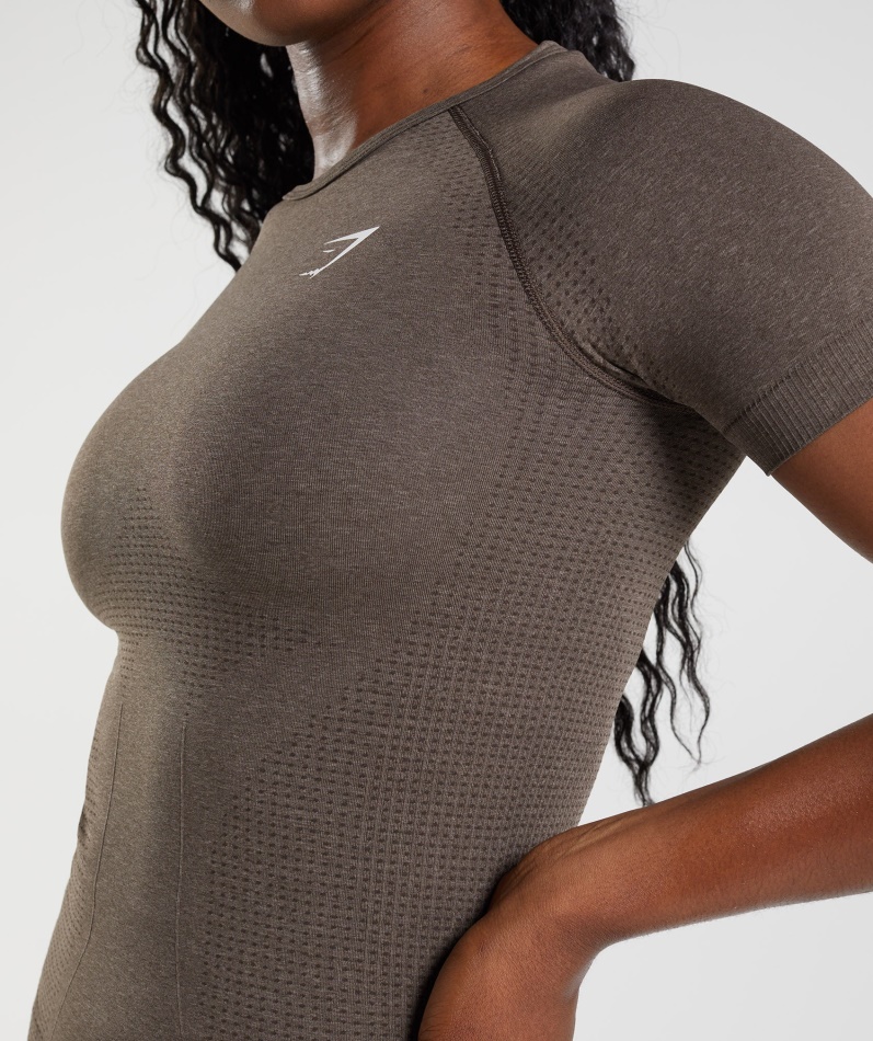 Gymshark Vital Sømløs 2.0 T-skjorte Brun Mergel