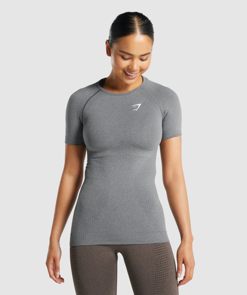 Gymshark Vital Sømløs 2.0 T-skjorte Smokey Grey Mergel