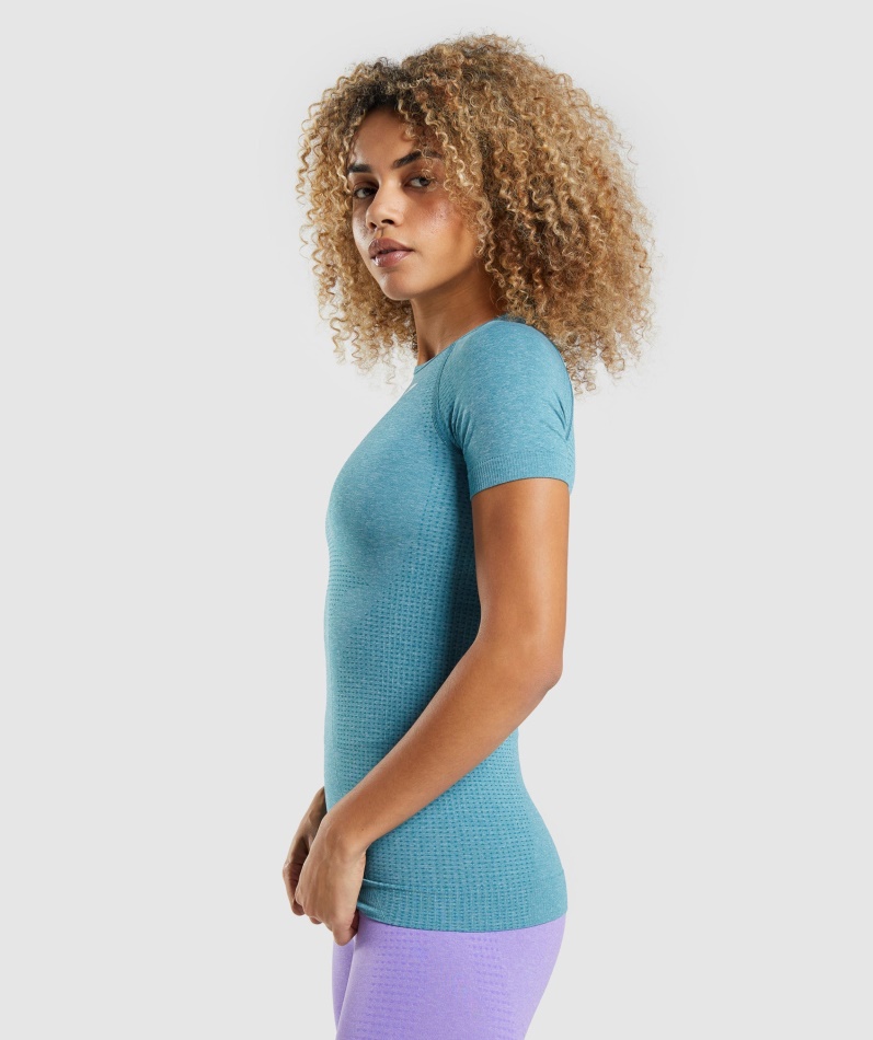 Gymshark Vital Sømløs 2.0 T-skjorte Tahoe Teal Marl