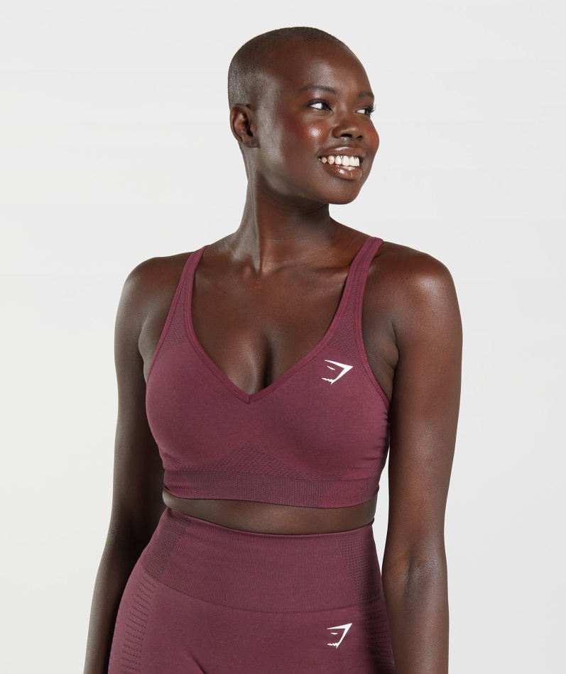 Gymshark Vital Sømløs 2,0 V-hals Sports-bh Bakt Rødbrun Mergel