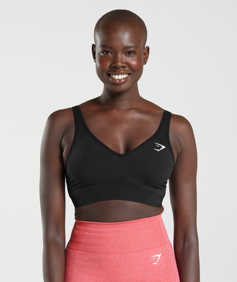 Gymshark Vital Sømløs 2.0 V-hals Sports-bh Black Merg