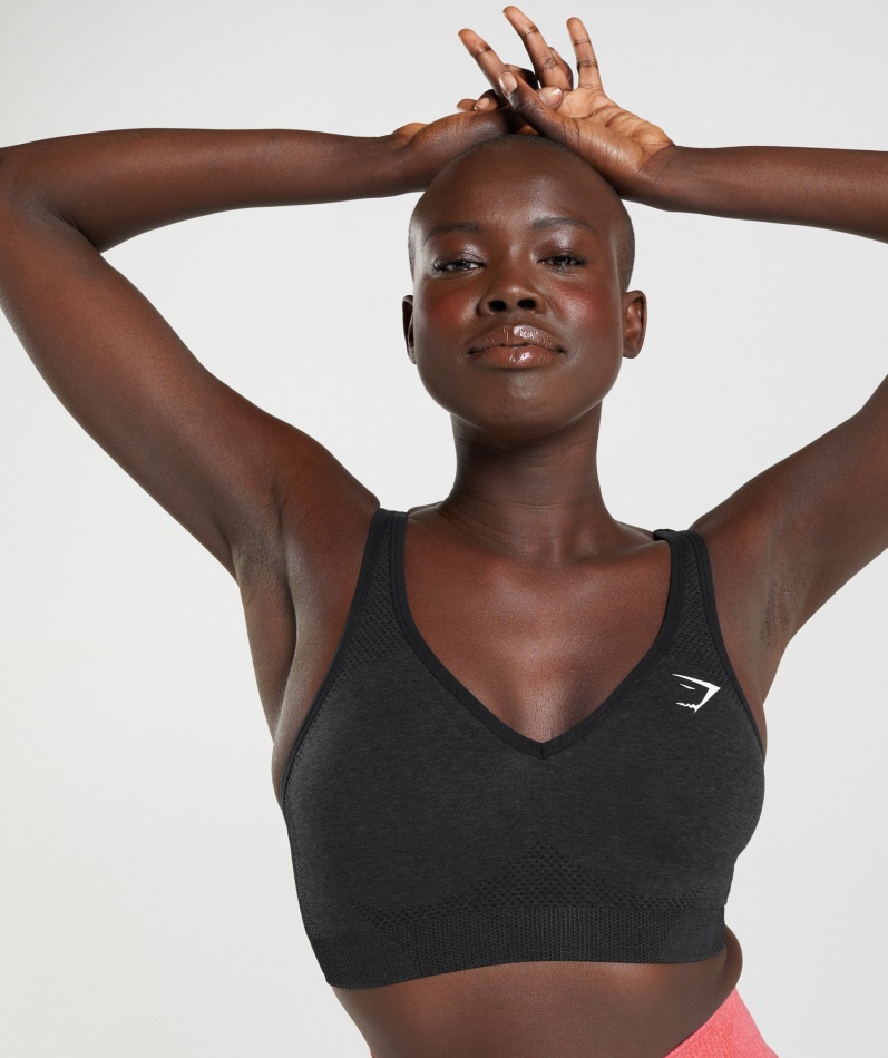Gymshark Vital Sømløs 2.0 V-hals Sports-bh Black Merg