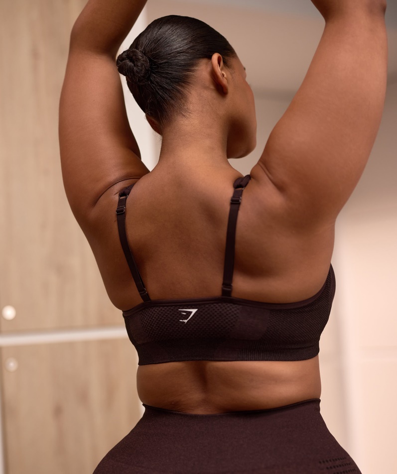 Gymshark Vital Sømløs 2.0 V-hals Sports-bh Kirsebærbrun Mergel