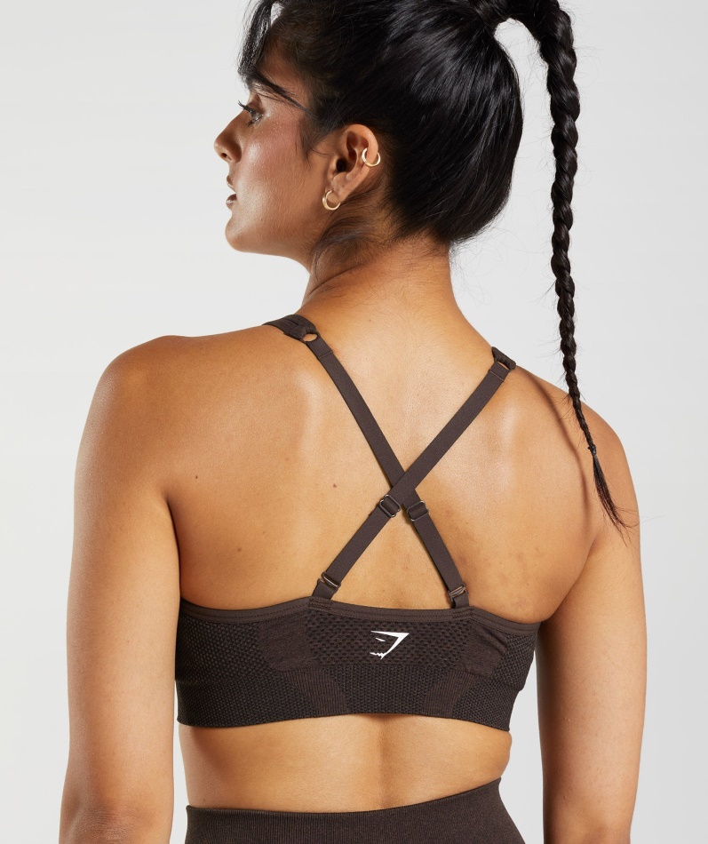 Gymshark Vital Sømløs 2.0 V-hals Sports-bh Kirsebærbrun Mergel