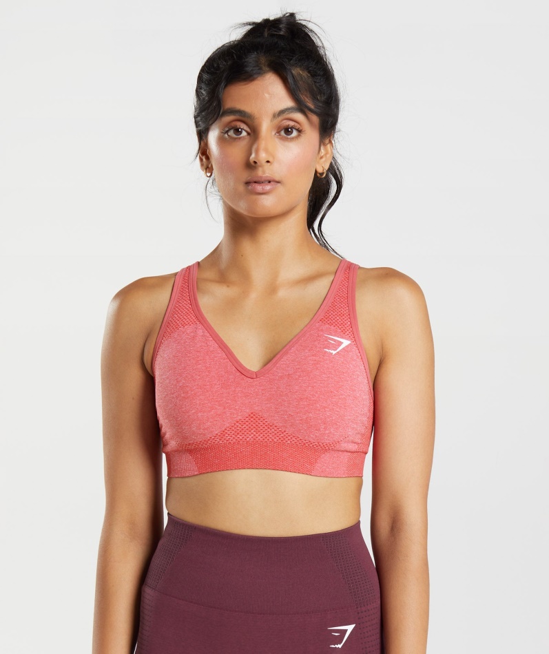 Gymshark Vital Sømløs 2.0 V-hals Sports-bh Chili Red Marl