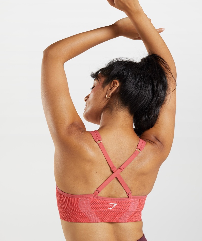 Gymshark Vital Sømløs 2.0 V-hals Sports-bh Chili Red Marl